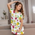 thumbnail image 3 of Xecao Strawberry and Lemon for Women's Loose Nightgown Sleepwear Short Sleeves Shirt Casual Print Sleepdress, 3 of 6