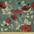 thumbnail image 2 of Ambesonne Poppy Flower Fabric by the Yard Microfiber, Modern Floral Garden, 3 Yards, Grey Red Beige, 2 of 2