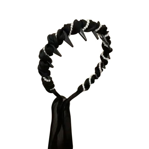 Pearl Ribbon Headband, High Cranium Hair Clip, Vintage Face-Sculpting Hair Accessories For Women, Secure Comfortable Teeth Hairband For Spring Summer Parties Weddings And Everyday Wear