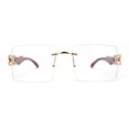 thumbnail image 2 of Cougar OG Gangster Rapper Clear Lens Rimless Wood Buffs Eyeglasses Light Gold, 2 of 4