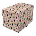 thumbnail image 1 of Bird Print Dog Crate Cover, Funny Summer Pattern with Exotic Fruit Palm and Toucans on Pastel Back, Easy to Use Pet Kennel Cover Small Dogs Puppies Kittens, 7 Sizes, Rose and Multicolor, by Ambesonne, 1 of 1