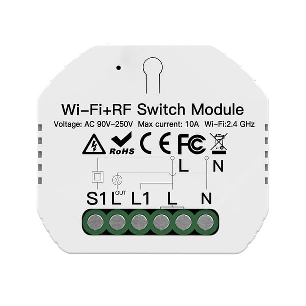 Toystoory Tuya Smart Life Wifi Switch 2 Gang Relay Breaker ModuleEcho Voice Control Smart Lighting Timer Switch funciona con Alex Electrodomésticos Toystoory HA005593-00