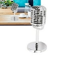 thumbnail image 4 of Retro Microphone Props, Removable Base Electroplated Silver Exquisite Retro Microphone Model Lightweight  For Photo Prop, 4 of 8