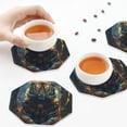 thumbnail image 6 of Bingfone Vintage Forest Meditating Tiger Leather Drinks Coasters with Set of 6,Suitable for Home Kitchen,Coffee Cup Coasters Home Gift, 6 of 7