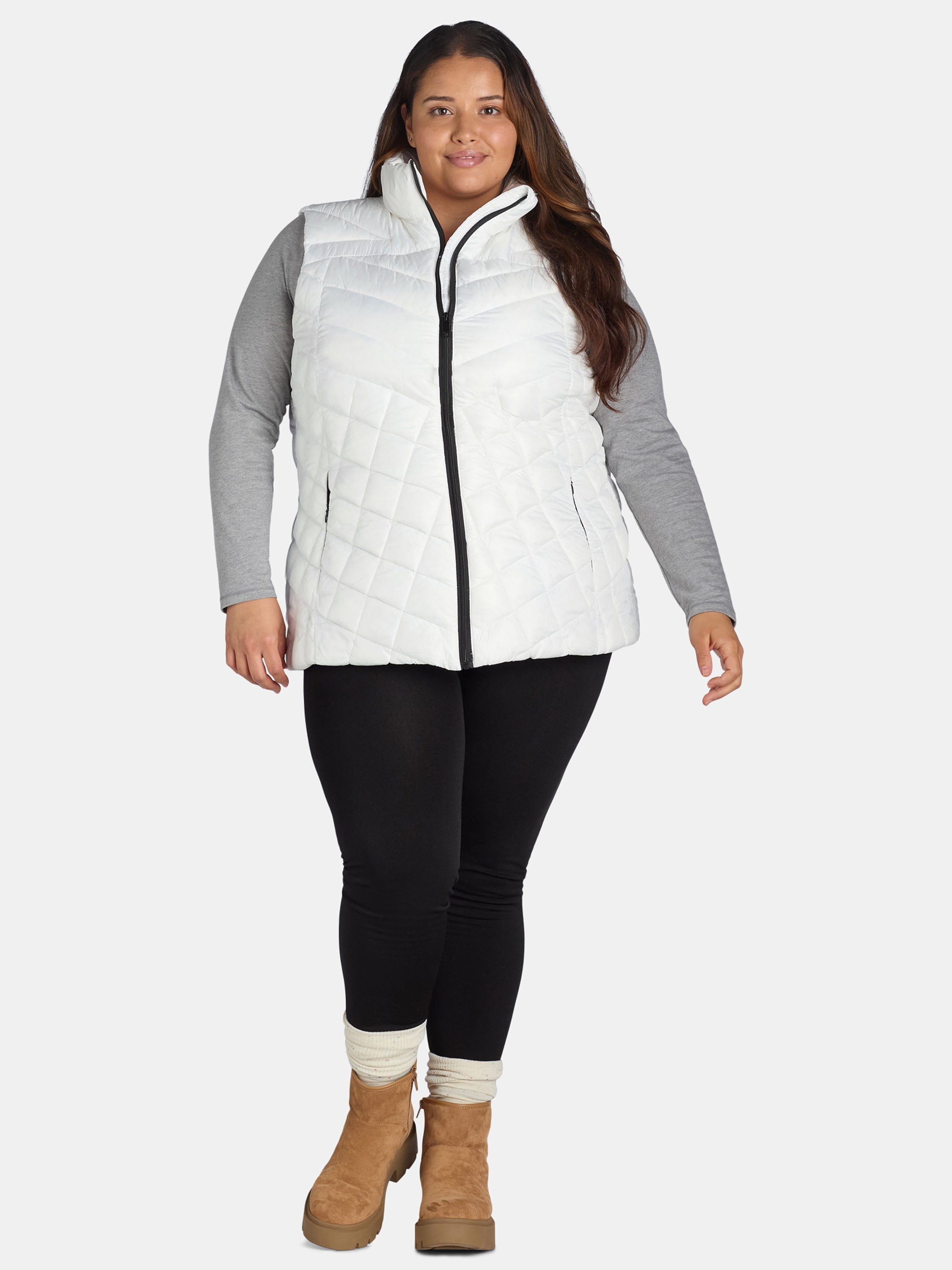 Big Chill Women's Chevron Quilted Puffer Vest, Midweight, Sizes S-3X