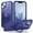 Darkblue, variant on Compatible With iPhone 14 Plus Magnetic Case Wireless Charging Built-in 120° Rotate Ring Holder[Hidden Kickstand] Shock-absorbent Hard PC Lightweight Plain Translucency Phone Cover,Purple