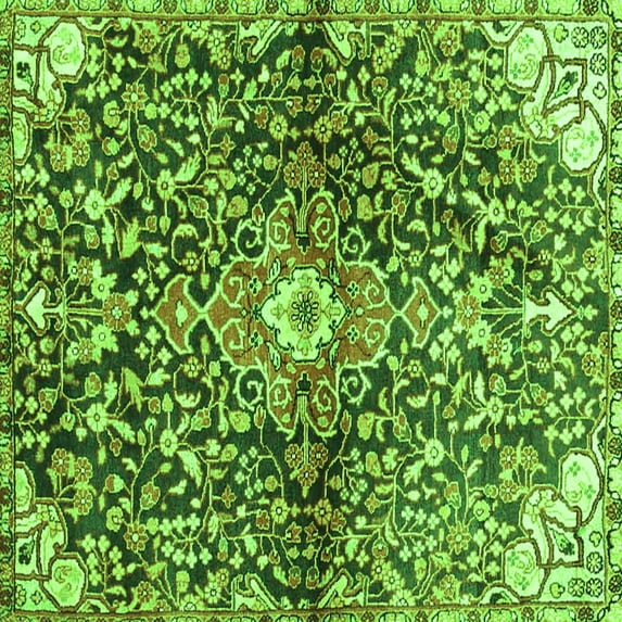 Ahgly Company Indoor Square Abstract Green Contemporary Area Rugs, 6' Square