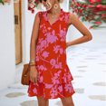 thumbnail image 5 of Vestido de volantes de encaje estampado con cuello en V sin mangas para mujer OAVQHLG3B Store  lin121212, 5 of 5