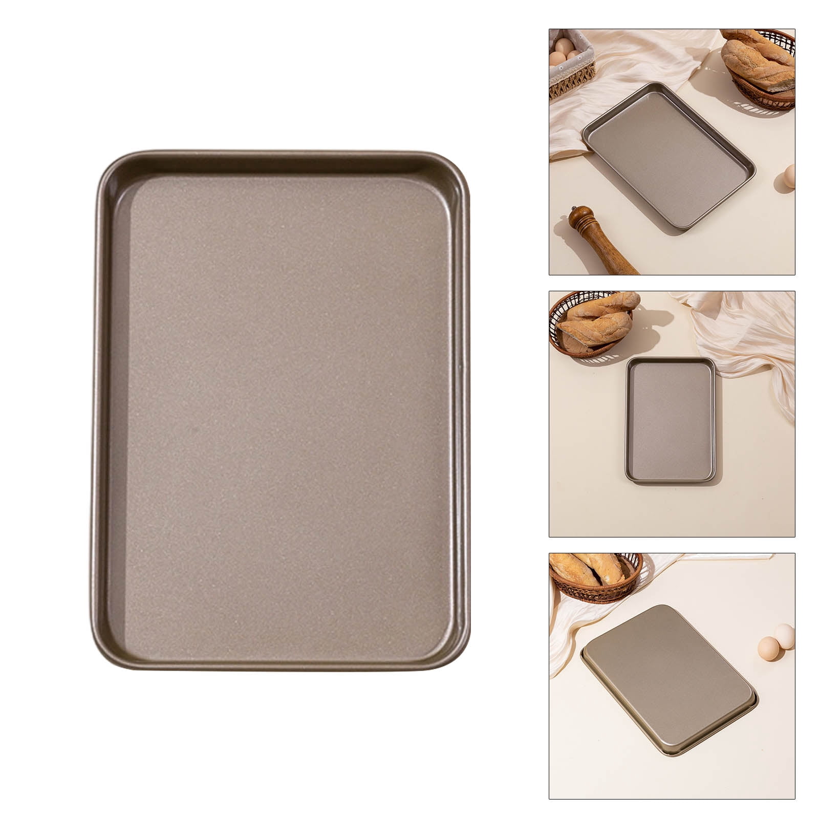 Large Rectangular Nonstick Cookie Sheet Tray For Baking Cakes Oven Safe Carbon Steel Construction Even Heat Distribution