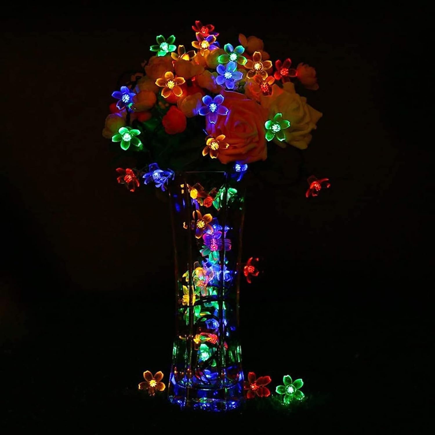 Solar Cherry Blossom Light String, 16FT 20 LED Waterproof Flower Fairy Lights with 8 Modes, Solar Powered Outdoor Garden Lights for Wedding, Christmas, Patio, Home Decor