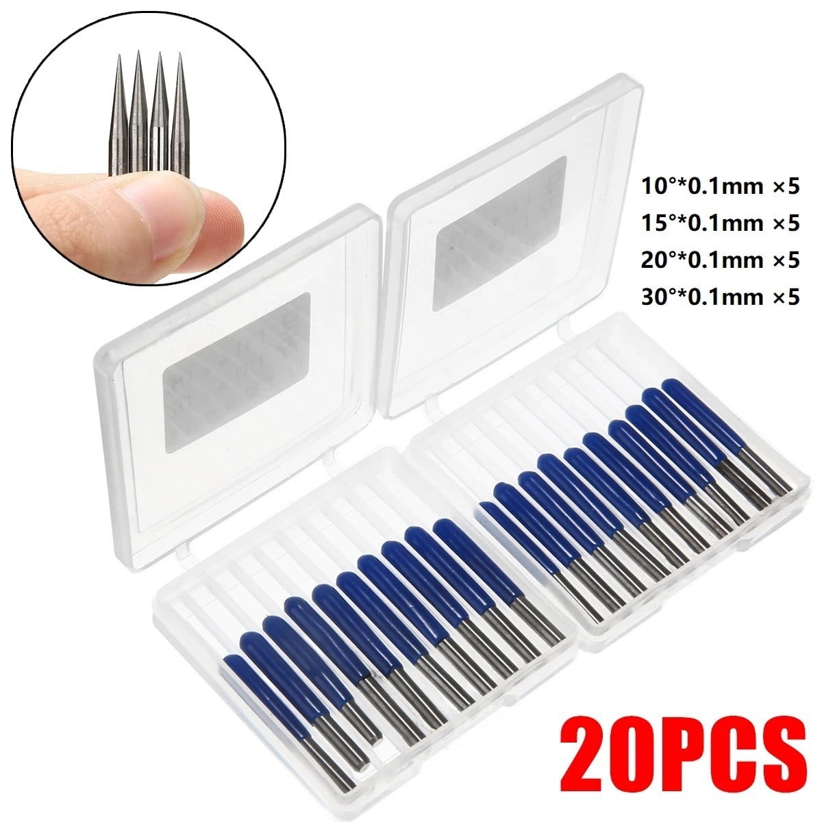 5 Pcs Alloy 3.175MM Industry 20 Degree Engraving Bits 0.1MM High-precision 5 Pcs Alloy 3.175MM Industry 20 Degree Engraving Bits 0.1MM High-precision