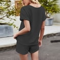 thumbnail image 4 of Pijamas de Mujer Cuello en V Manga Corta Lazos elásticos Cintura Suave Ropa de Dormir para Mujer Conjunto para Verano Gris Oscuro S, 4 of 7