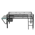 thumbnail image 5 of Euroco Metal Frame Desk LED Light Full Loft Bed with Under Bed Storage for Kids Teens Black, 5 of 12