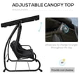 thumbnail image 5 of Outsunny 3-Seat Outdoor Patio Swing Chair, Converting Flatbed, Outdoor Swing Glider with Adjustable Canopy, Removable Cushion and Pillows, for Porch, Garden, Poolside, Backyard, Black, 5 of 8
