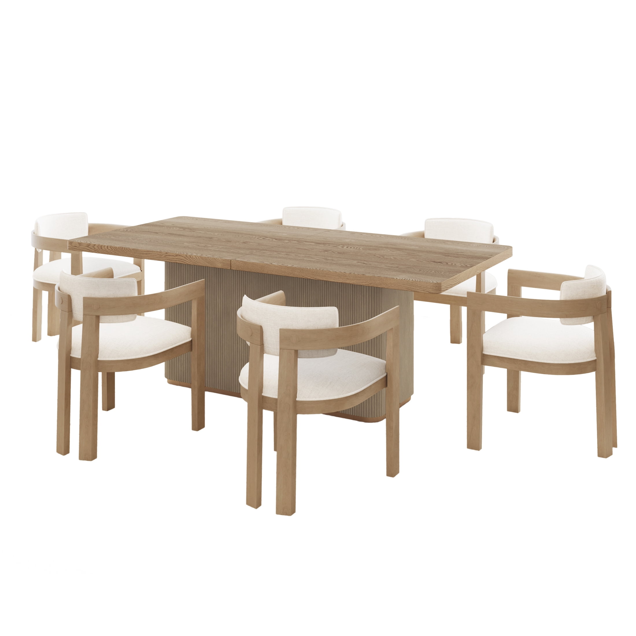 Christopher Knight Home 7-Piece Modern Dining Table Set with Ladder Back Dining Chairs, Beige Cushions