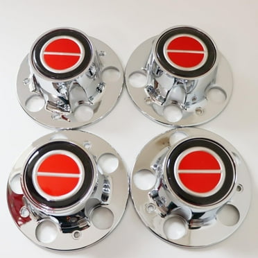 4PCS Replacement for Ranger Bronco II Explore Chrome Wheel Center Cap Hub Caps with RED Center