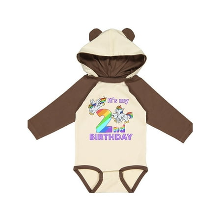 

Inktastic It s My 2nd Birthday Unicorn Gift Baby Boy or Baby Girl Long Sleeve Bodysuit
