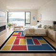 thumbnail image 3 of ODIKA 9'x12' Washable Area Rug Composition Abstract Grid Featuring Interlocking Rectangular for Great Room, Indoor Concept, Large Living Low Pile, Flatwoven, 3 of 7