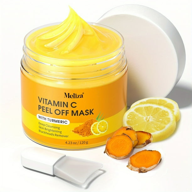 Vitamin C Peel-Off Face Mask: Turmeric Blackhead Remover & Deep Cleansing for Large Pores, Dirts, and Oil