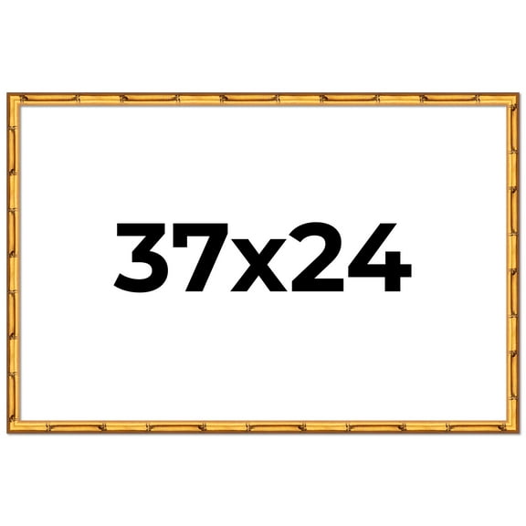 37x24 Frame Gold Bamboo Solid Wood Picture Frame | 1 Inch Moulding Width | Interior Frame Depth