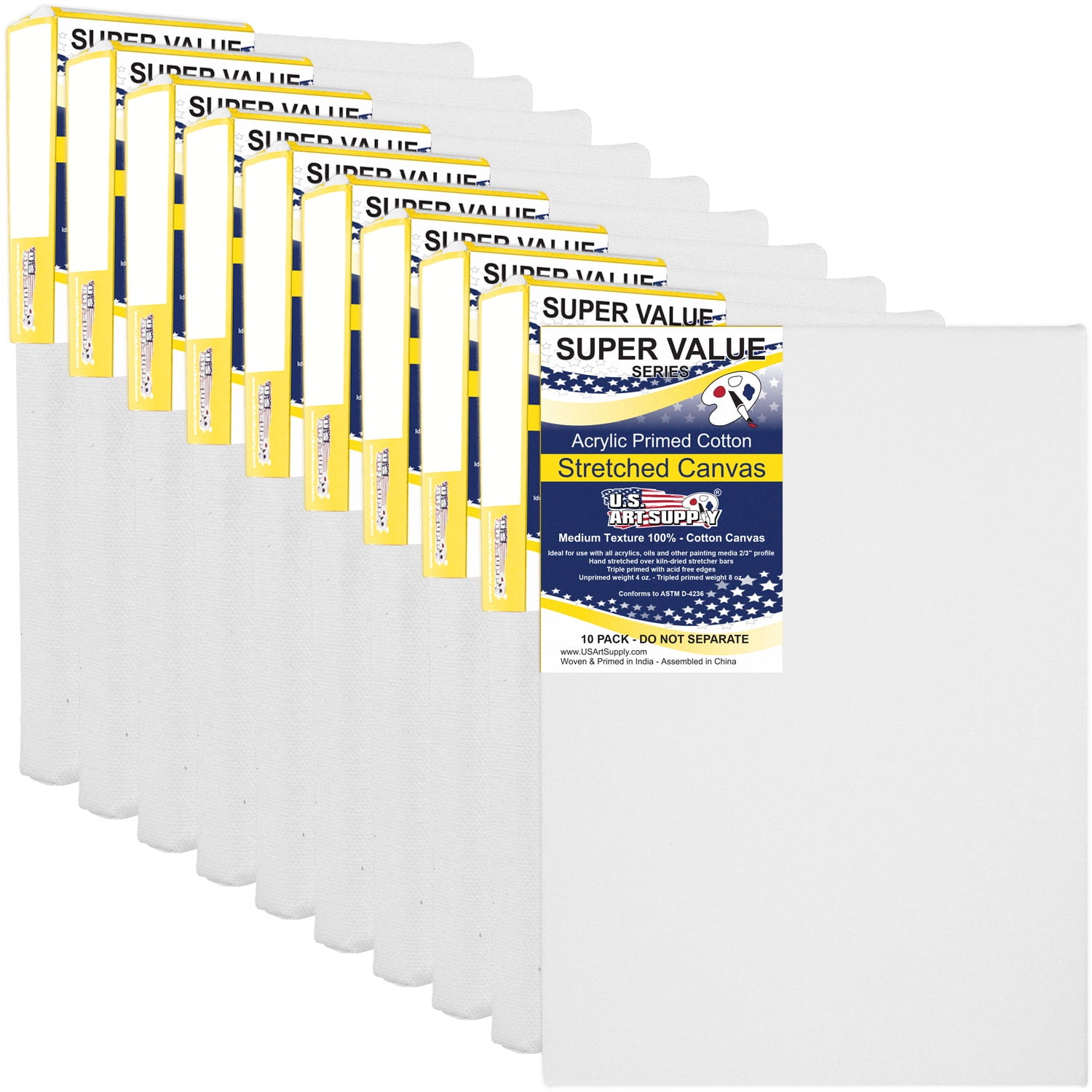 Triple-Primed and Ready to use Artist Quality Canvas Value Packs 8x10 Five Pack Acid-Free Cotton Canvas 