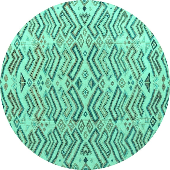 Ahgly Company Indoor Round Abstract Turquoise Blue Modern Area Rugs, 3' Round