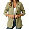 thumbnail image 2 of TEAJOPSUU Women's Blazers Relaxed Fit Notched Lapel Patch Suit Cardigans Lightweight Casual Business Sweaters Solid Color Khaki, 2 of 5