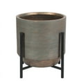 thumbnail image 6 of LuxenHome 2-Piece Weathered Copper MgO Round Planters with Metal Stand, 6 of 10
