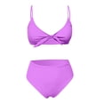 thumbnail image 4 of NINGMENG Bikinis for Women Summer Solid Color Spaghetti Strap Bra And Panty Set High Waisted Sexy Two Piece Tankini Swimsuits For Women Bathing Suits,Purple,S, 4 of 5