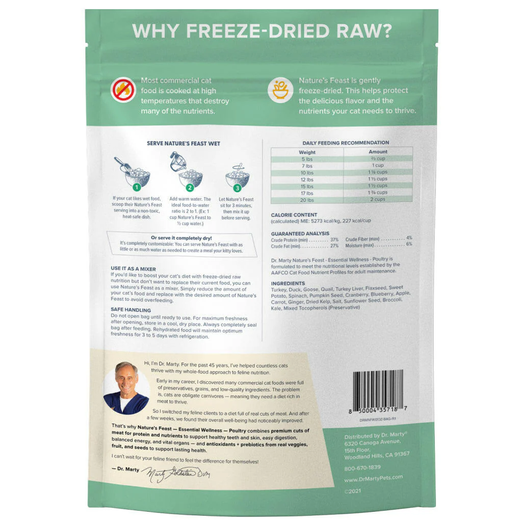 Dr. Marty Nature's Feast Essential Wellness Poultry Freeze Dried Raw Cat Food 5.5 oz