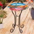 thumbnail image 3 of LuxenHome Flamingo Glass Birdbath with Metal Stand, 3 of 10