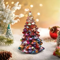 Christmas Tree Miniature Holiday Figurine, Christmas Tree Tabletop Decorations, Resin Christmas Tree, Home Mini Decoration, Christmas Tabletop Ornaments for Home Office Christmas Decorations