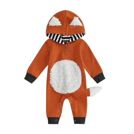 

Girls Rompers Halloween Newborn Baby Clothes Long Sleeve Hooded Patchwork 3D Cartoon Romper Jumpsuit For Boys Girls Coat Comfy Soft Dailywear