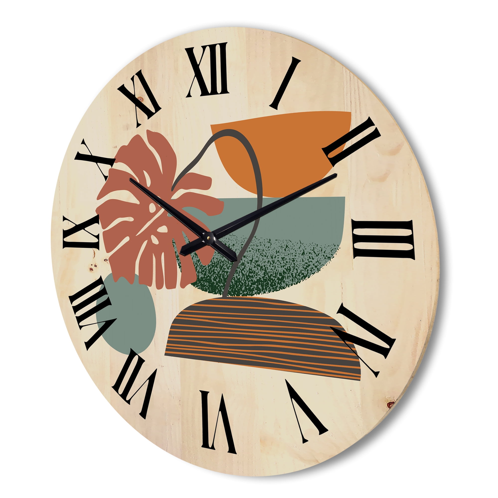 Designart 'Abstract Colorful Geometric Art Collage III' Modern Wood Wall Clock