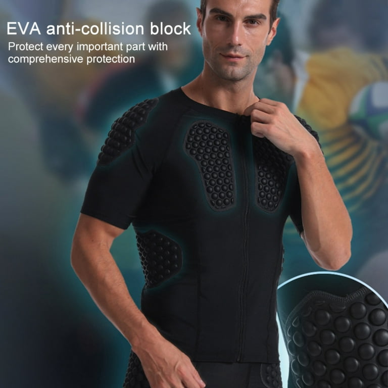 Men's Padded Compression Sports Shirt, Protective T Shirts for