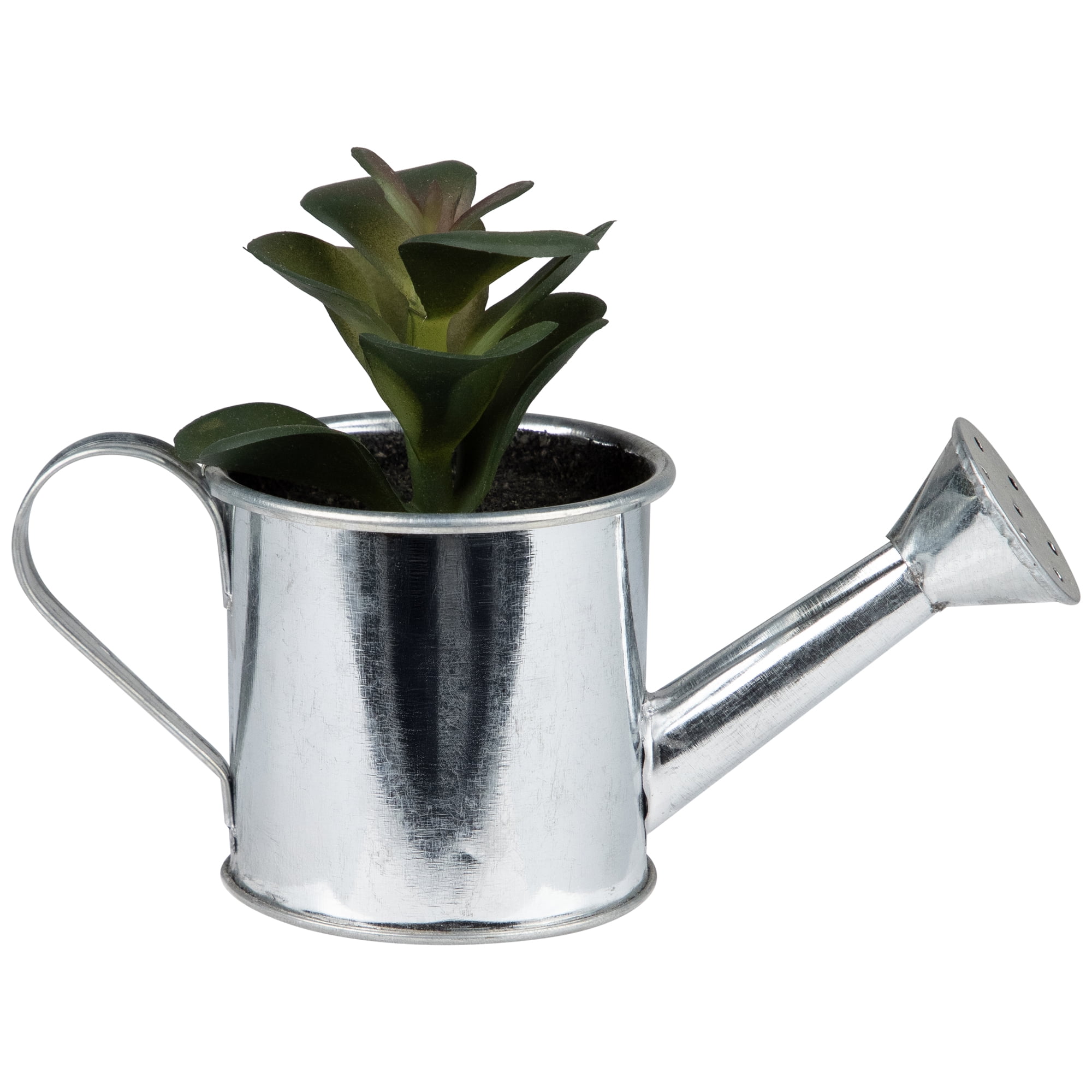 4" Adorable Tropical Green Mini Artificial Succulent in Tin Water Can