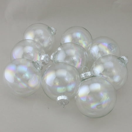 NORTHLIGHT 9ct Glass Ball Christmas Ornament Set 2.5" - Iridescent Clear