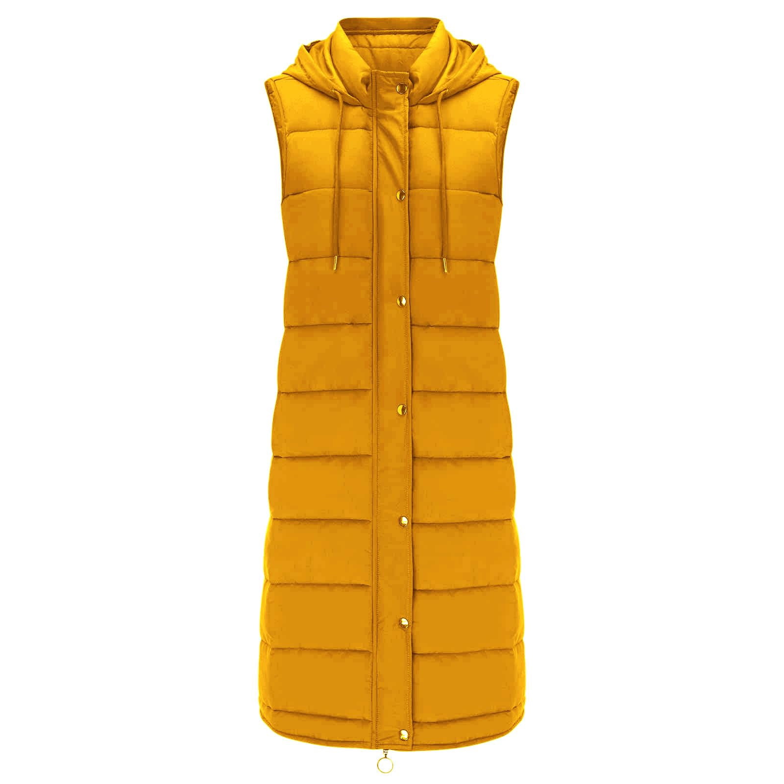 Womens Puffer Vest Sleeveless Hooded Long Quilted Vests Zip Up Lightweight Puffy Winter Jackets Gilet with Pockets