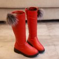 thumbnail image 3 of ZECATL Girl's Waterproof Pom Pom Back Zipper Fur Tall Riding Boots (Toddler/Little Kid/Big Kid), 3 of 9