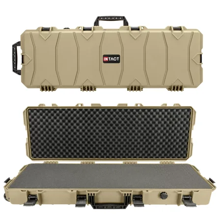 Eylar 39 Inch Intact Series Rolling Hard Rifle Case, Lightweight and Durable Stacker Design with Foam (TAN)