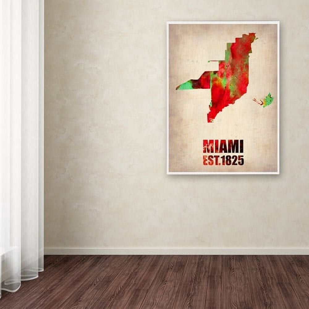 Trademark Fine Art "Miami Watercolor Map" Canvas Art by Naxart