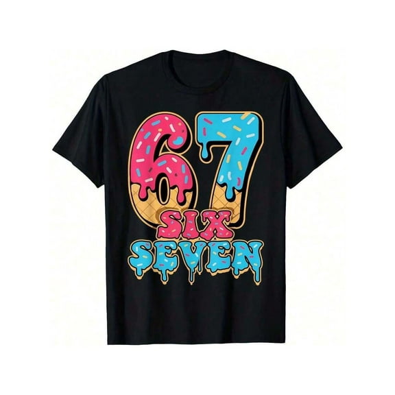 Dripping Ice Cream Number 67 for 67th Birthday Men Women Short Sleeve T-Shirt