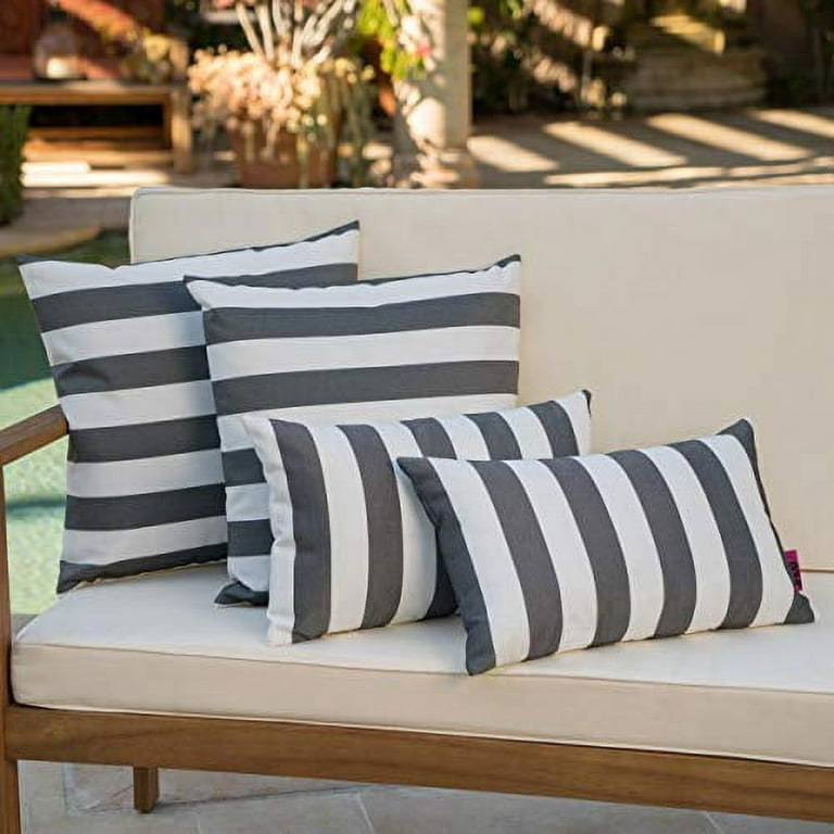 La Jolla Outdoor Water Resistant Square and Rectangular Throw Pillows - Set of 4 , Black/White