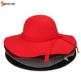 thumbnail image 6 of Spencer Women's Winter Floppy Wide Brim Hat Wool Retro Fedora Floppy Felt Bowler Hat Sun Cap (Wine Red), 6 of 7