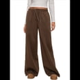 thumbnail image 2 of Pantalones Deportivos de Pierna para Mujer, Cintura Alta, Holgados, con Cordón Interior y Pierna Recta. Café XS, 2 of 10