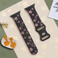 thumbnail image 2 of ZYX Floral Engraved Silicone Band for Apple Watch, Women's Cute Flower Sport Strap, Black & Pink,49mm/46mm/45mm/44mm/42mm(Series 1 2 3), 2 of 6