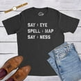 thumbnail image 3 of Mens Intelligence Test Say Eye Spell Map Say Ness T Shirt Funny Hidden Message Hilarious Graphic Tee (Heather Black) - L, 3 of 4