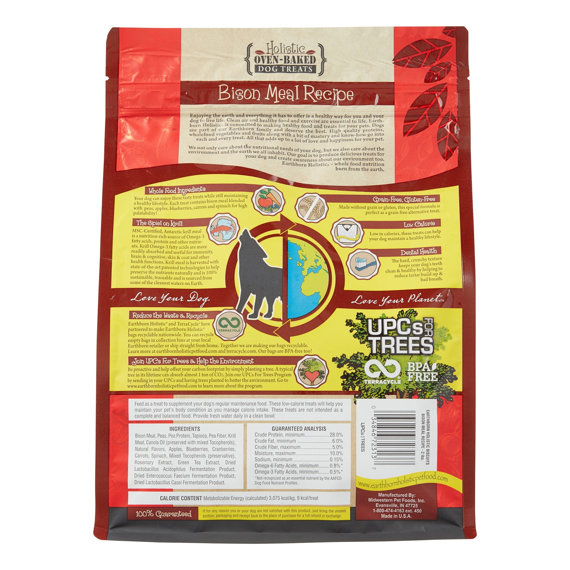 Photo 1 of Bundle of 3- Earthborn Holistic Grain-Free Bison Meal Recipe Dog Treats BBD 11/12/23, 2-lb bag, 2 dog leashes 