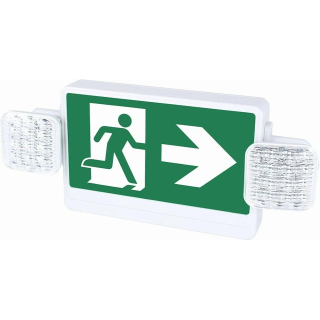 Qllite Panneau de Sortie pour Homme Courant Lumière d'Urgence LED avec Batterie de Secours, Certifié ULC, Éclairage d'Urgence à Double Tête Réglable Usage Commercial, 120V-347V Courant Flèche Droite, Double Face