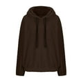 thumbnail image 5 of Sevevn Womens New Long Sleeve Hooded Jacket Solid Color Casual Loose SweaterPlush Sweatshirt Brown XXL Gift for Girls, 5 of 6